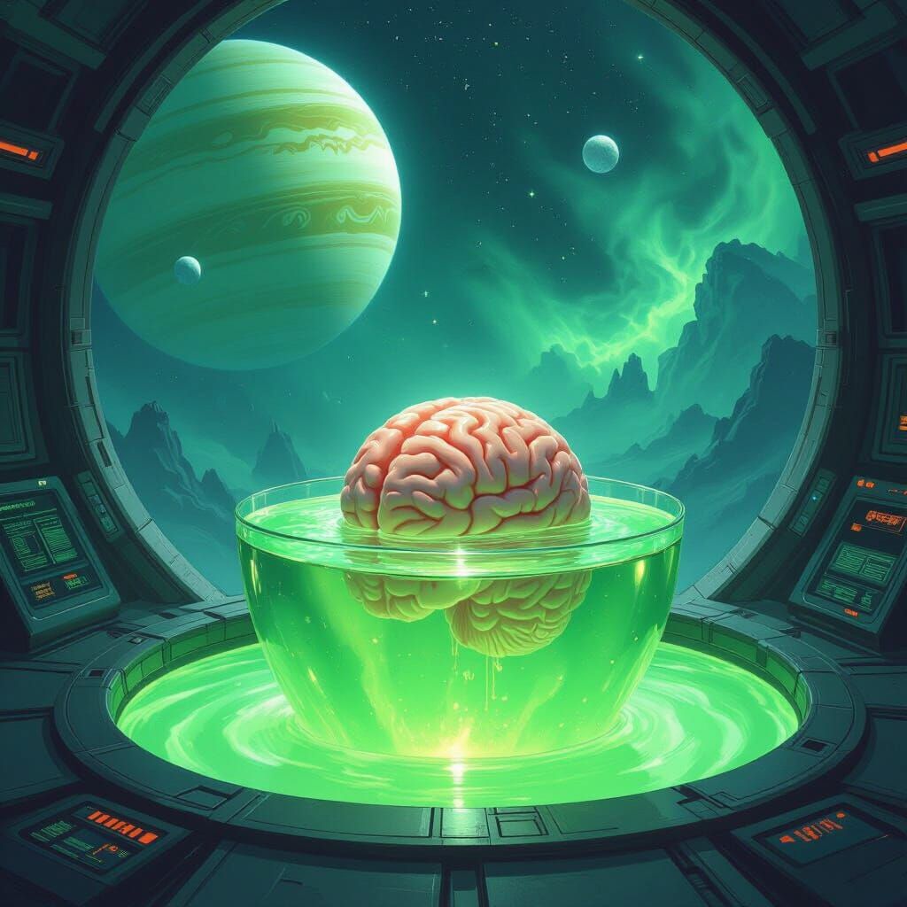 Brain in Vat Fleet Admiral on Starship Bridge, Cosmic View