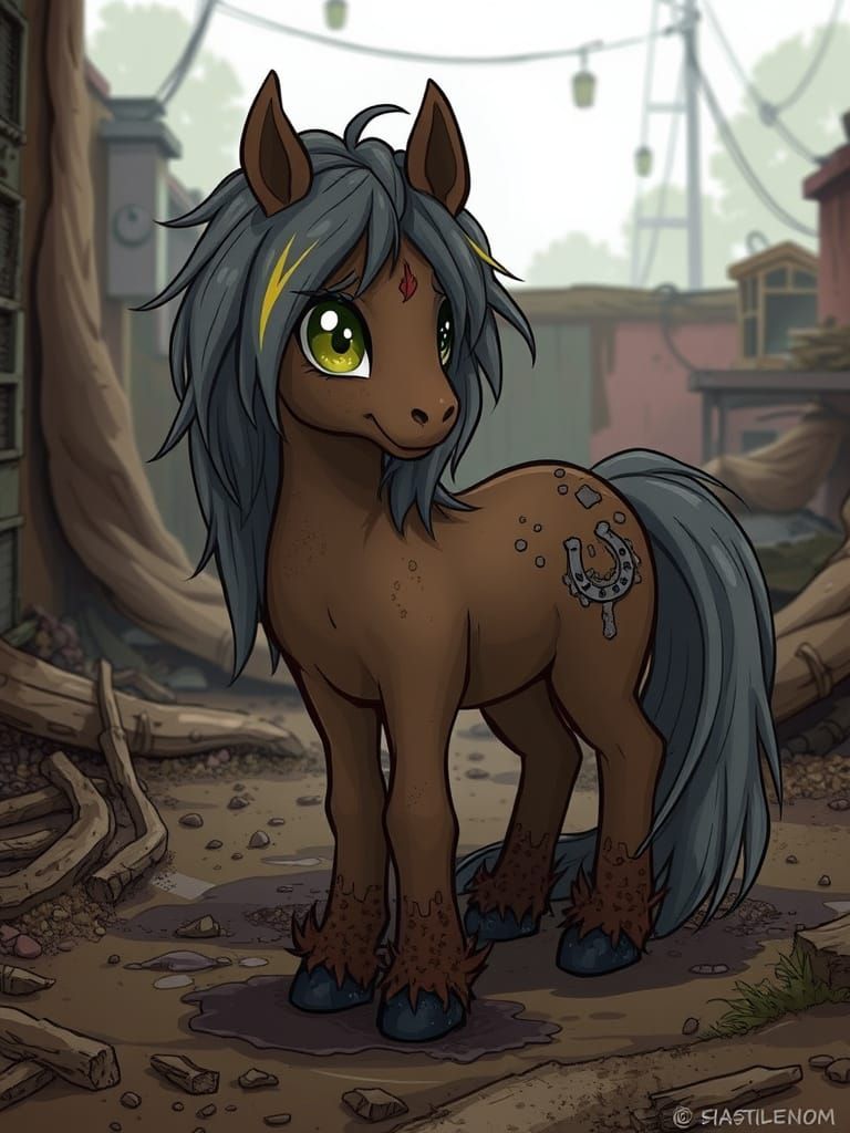 Mucky Earth Pony in Gritty Fantasy Style
