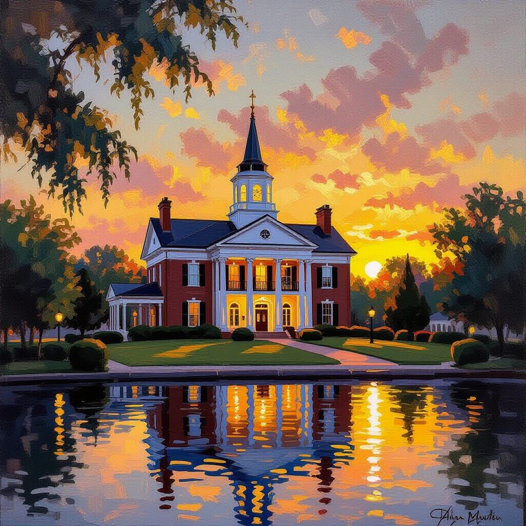 Graceland at Sunset in Painterly Style