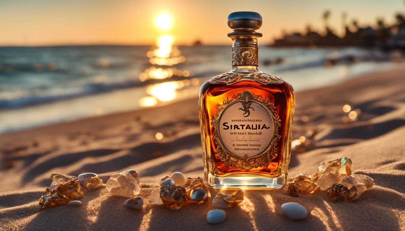 🥃A bottle of fine whiskey on the beach🥃