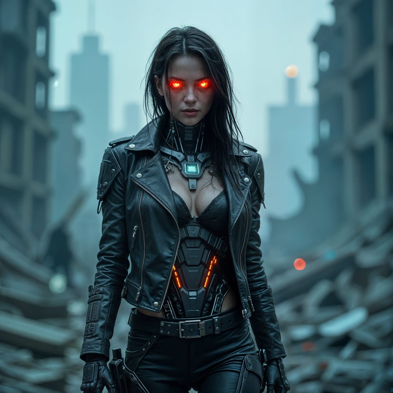 Cyborg in Ruined Metropolis: Gritty Surrealism