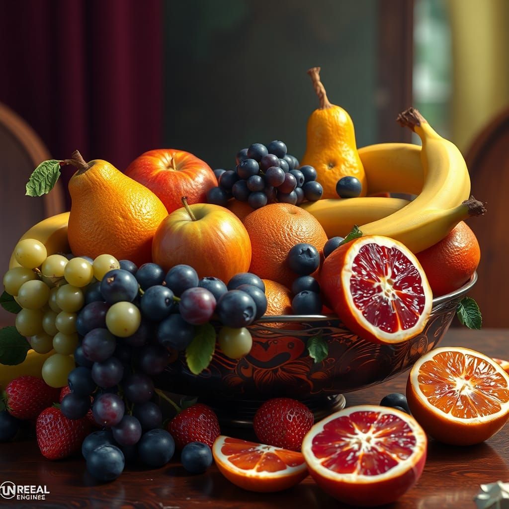 Fantastical Fruit Bowl in Detailed Matte Painting