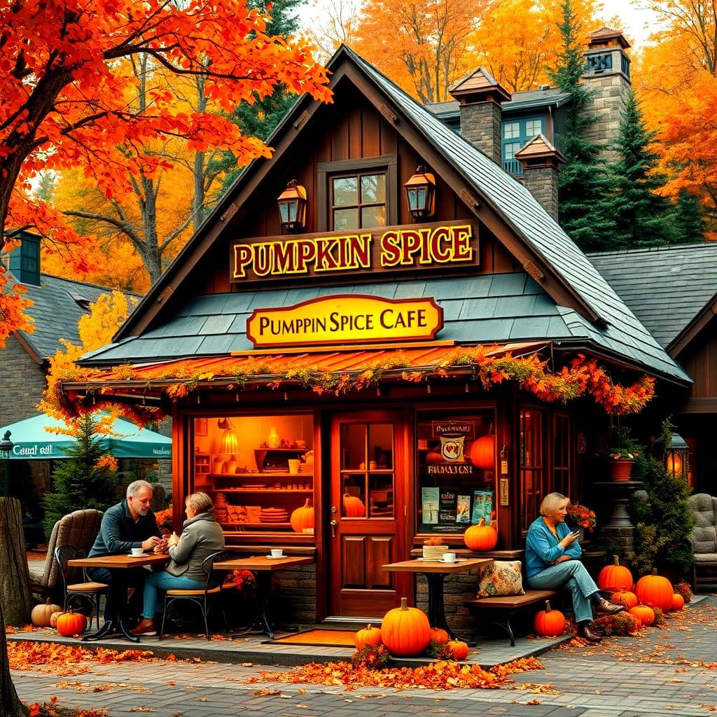 Magnificent Pumpkin Spice Cafe in Fall Foliage