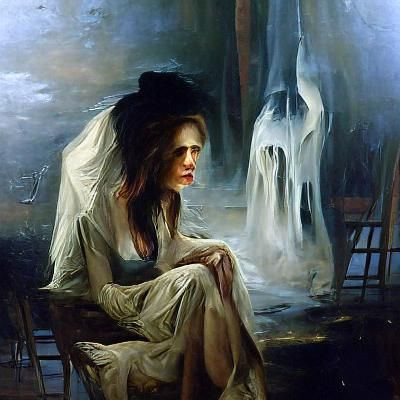 Ethereal Woman: An Oil Painting of Isolation