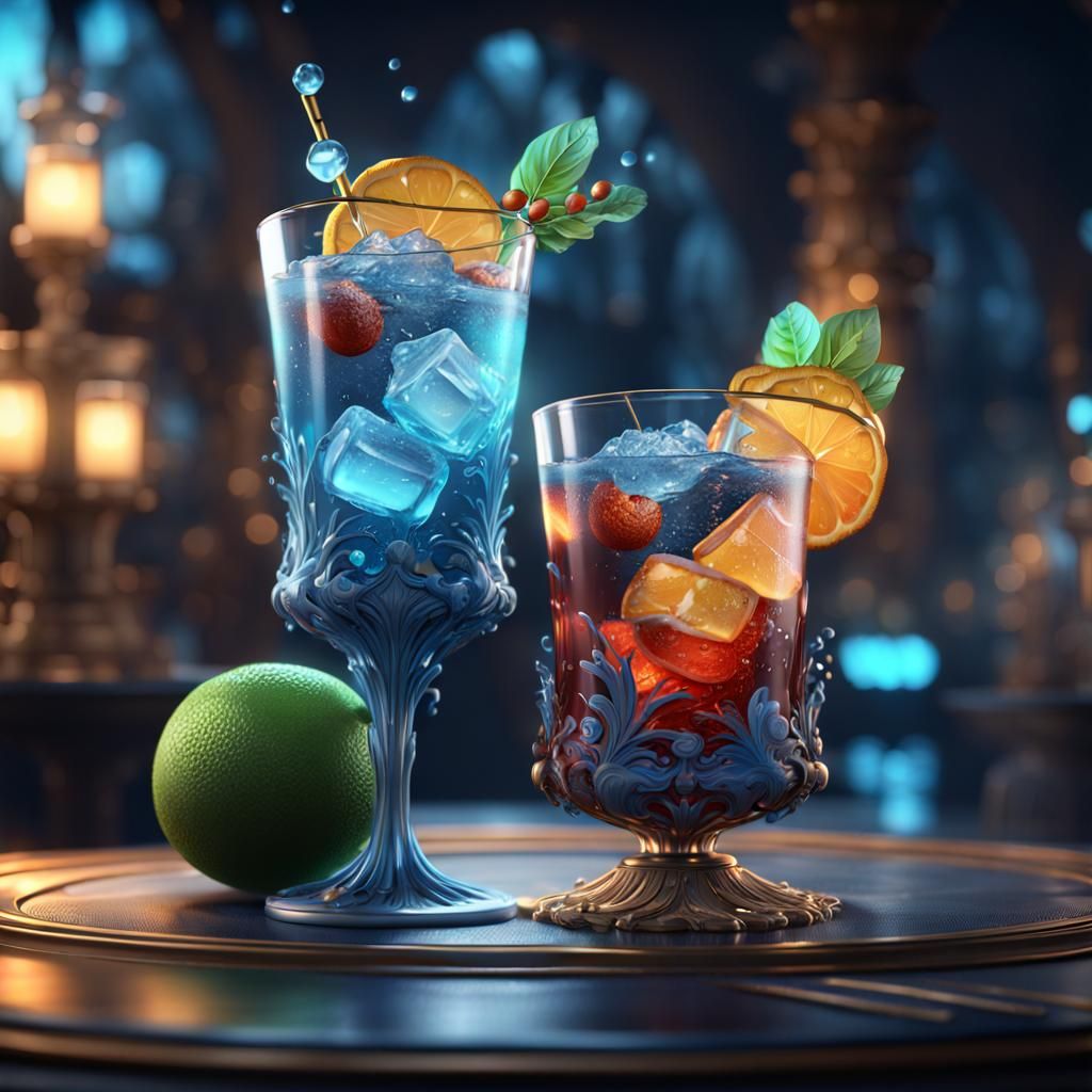 Fantastical Cocktail Glass Matte Painting in 8K