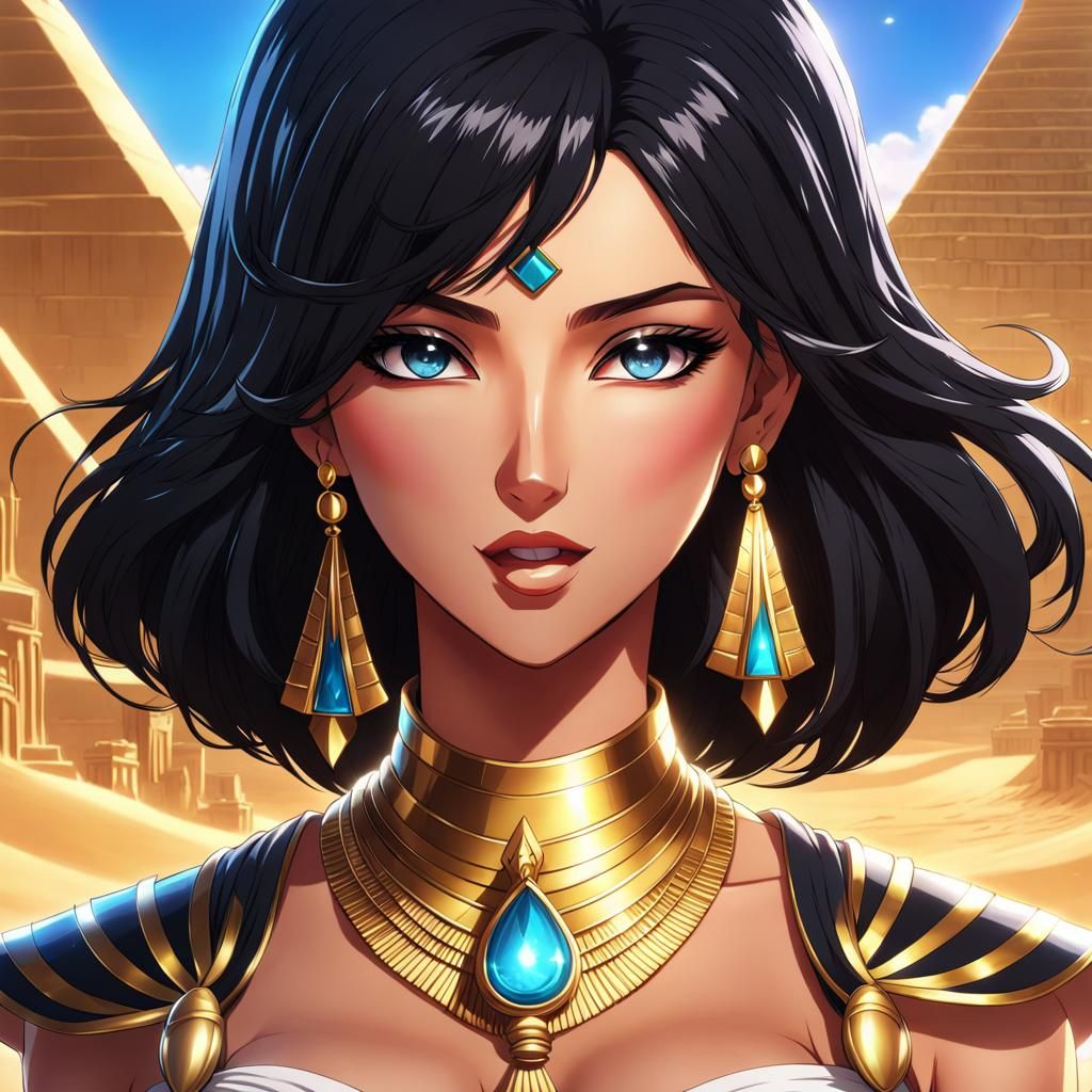 Beautiful Egyptian Anime Girl in Pharaohs Era
