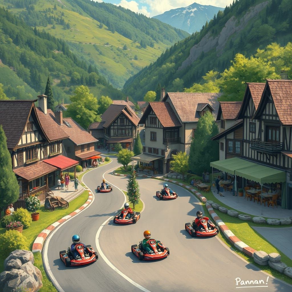 Go-Kart Track in Pannon Village, Impressionist Style