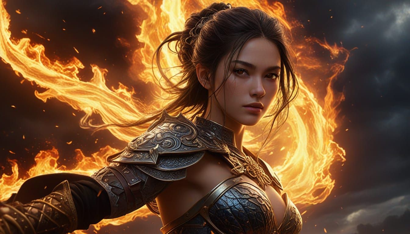 Feudal Warrior Empowered by Eastern Fire Dragon