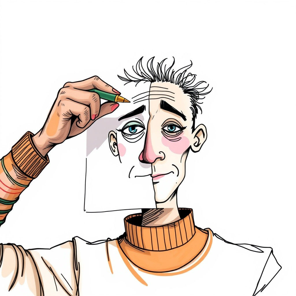 Artist's Self-Portrait in Doodle Style