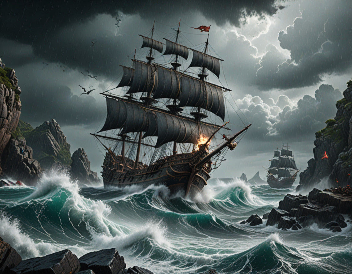 Shipwreck on the Fierce Rock Coast in a Fantastical Storm