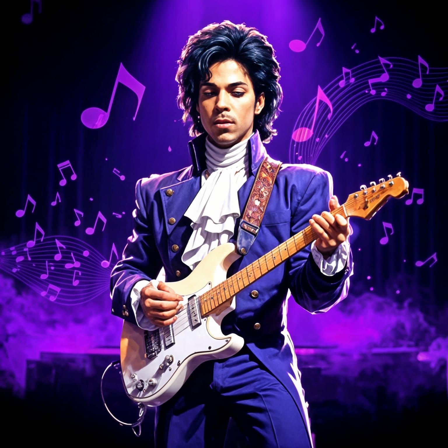 Dark Purple New Wave Stage with Musical Notes