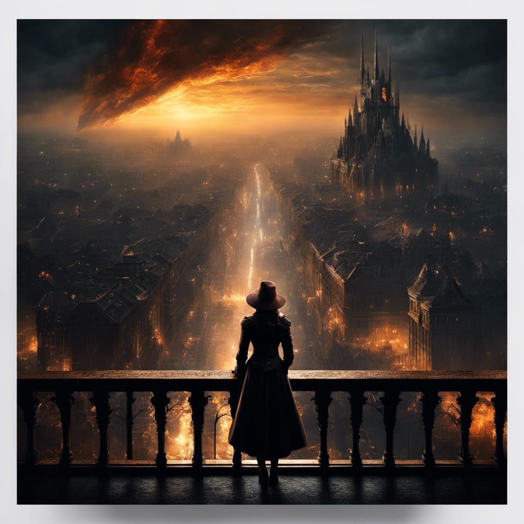 Steampunk City Ablaze: A Nocturnal Vision