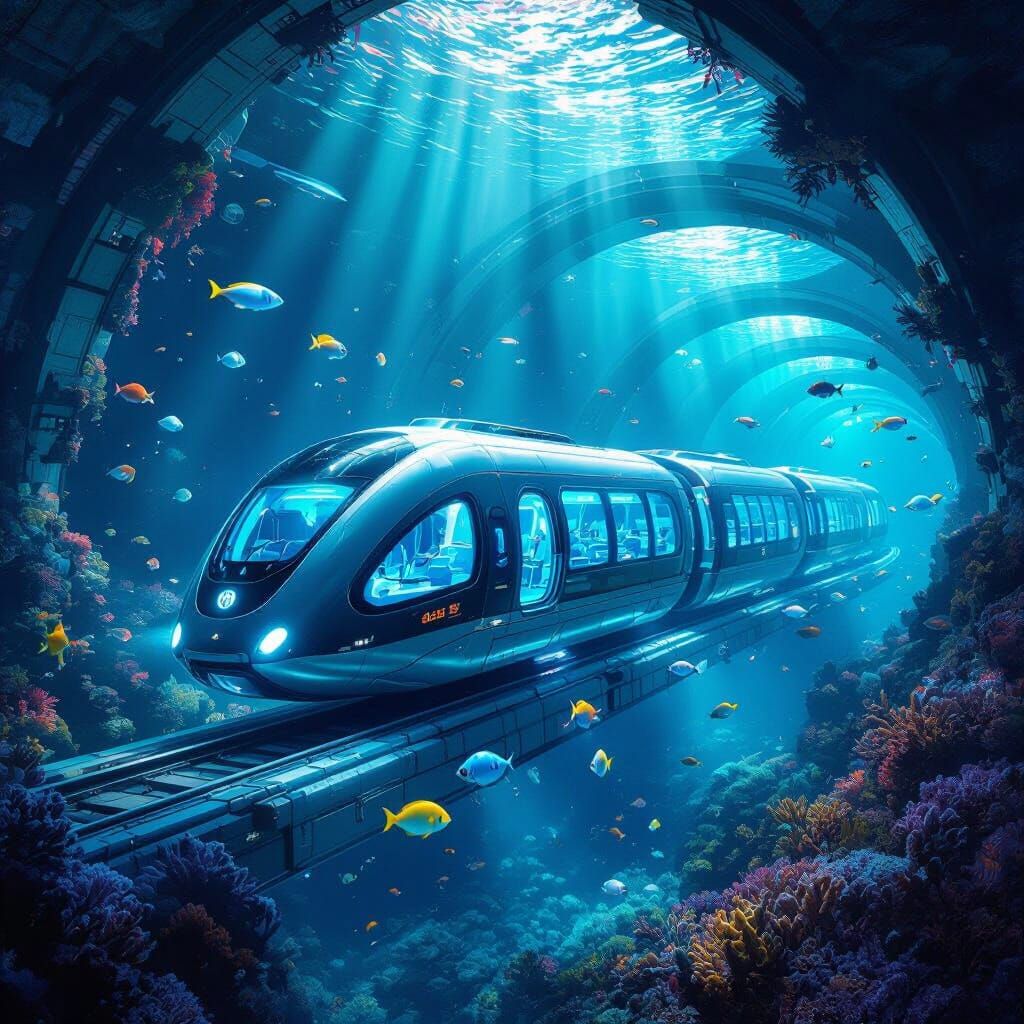 Futuristic Underwater Transportation Hub in Atlantis