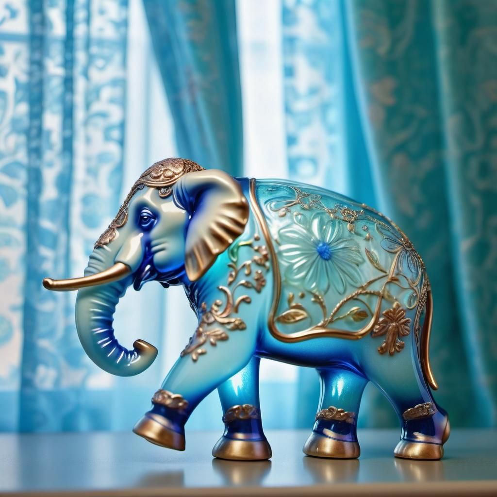 Exquisite Enamel Glass Elephant Figurine in Digital Art