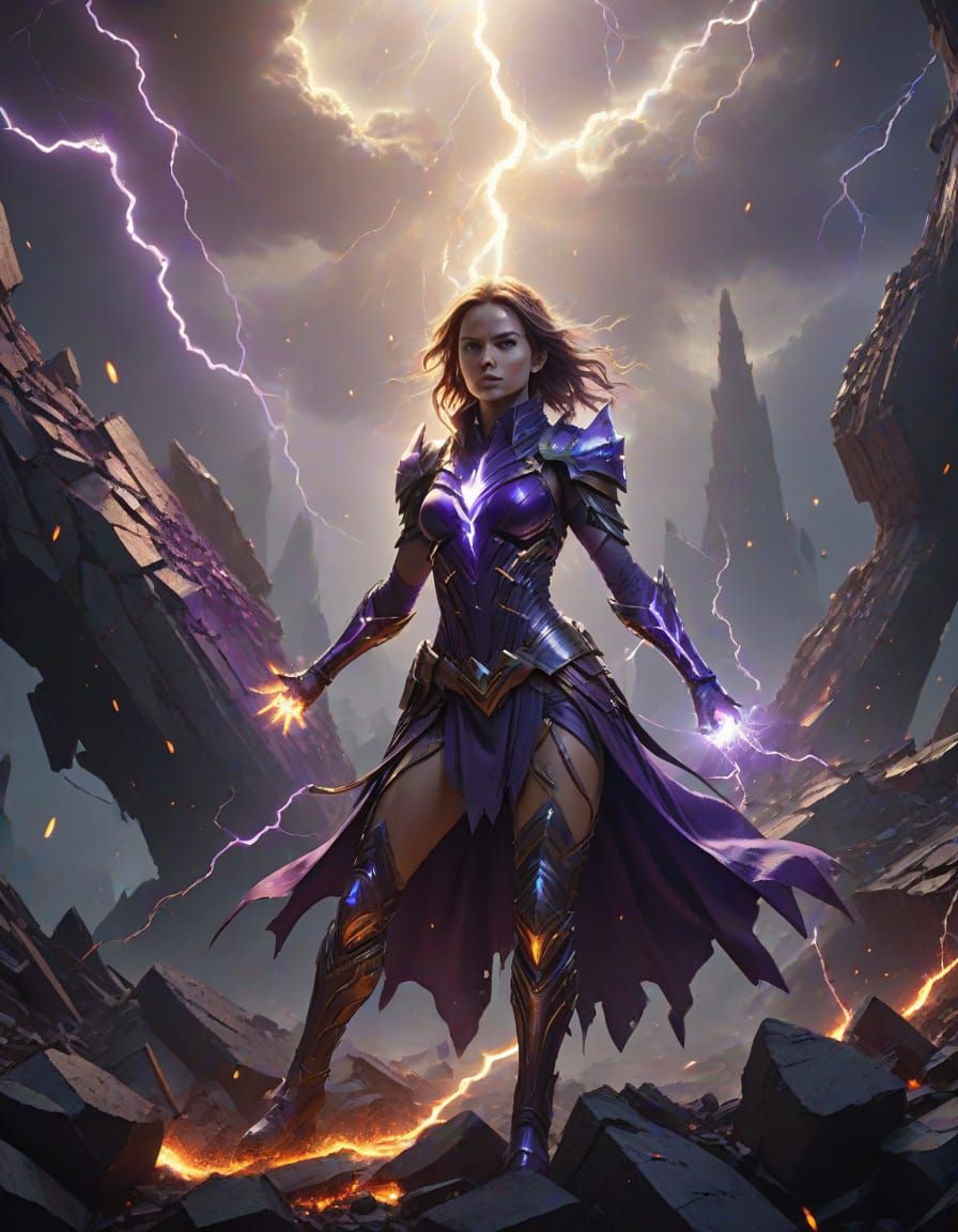 Cosmic Hero Amidst Dimensional Ruin