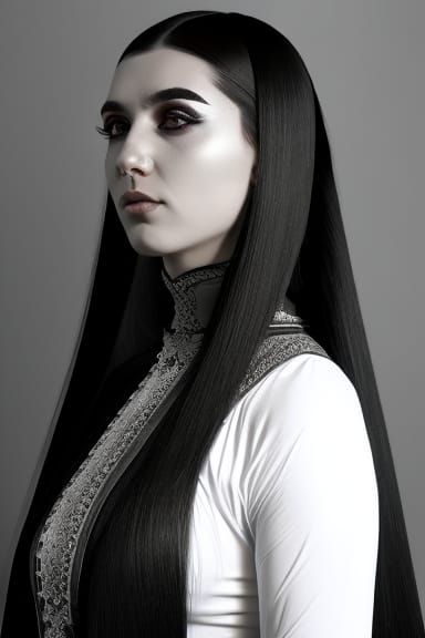 Gothic Portrait with Volumetric Lighting and Shadows