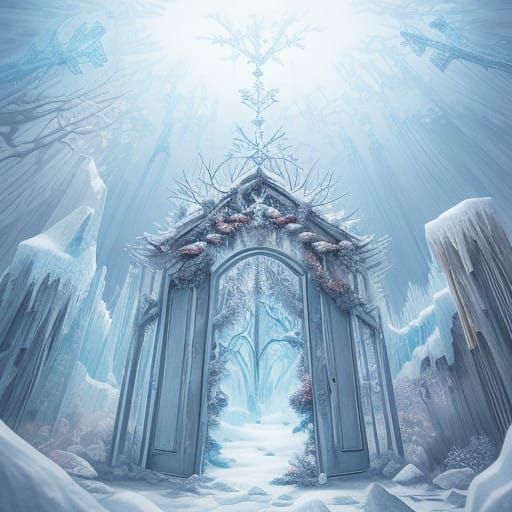 Whimsical Winter Wonderland: Crystal Garland Amidst Stalacti...