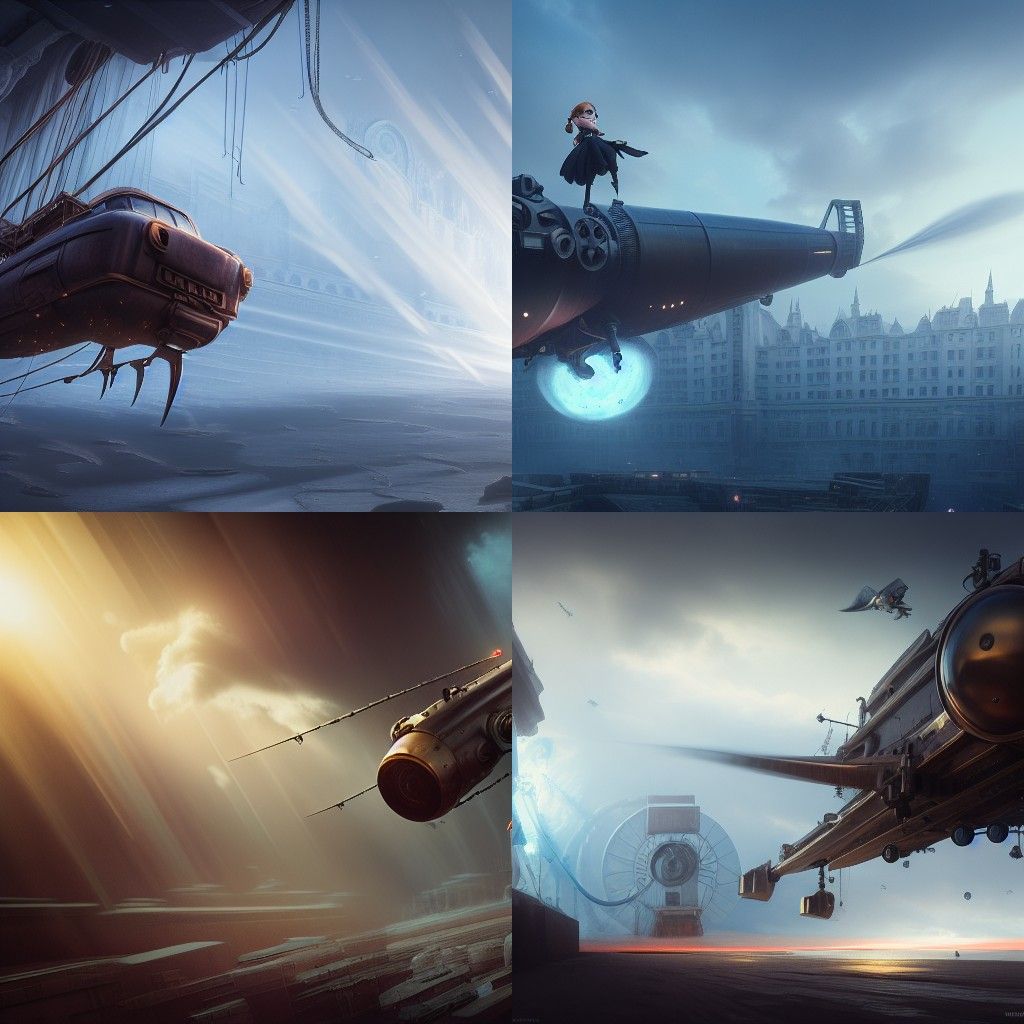 Frozen Flying Castle: Steampunk Digital Art