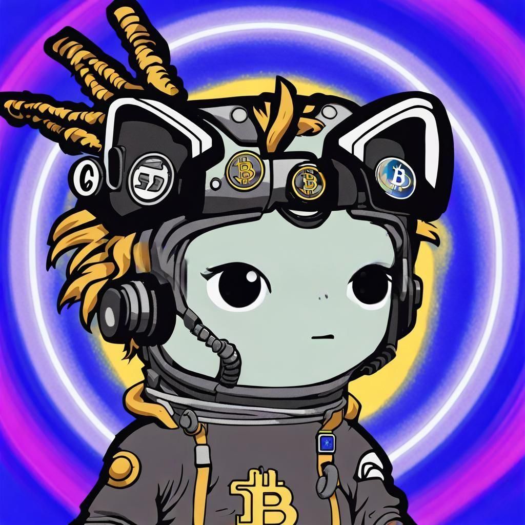 Chibi Astronaut with Bitcoin Glasses, Anime Style