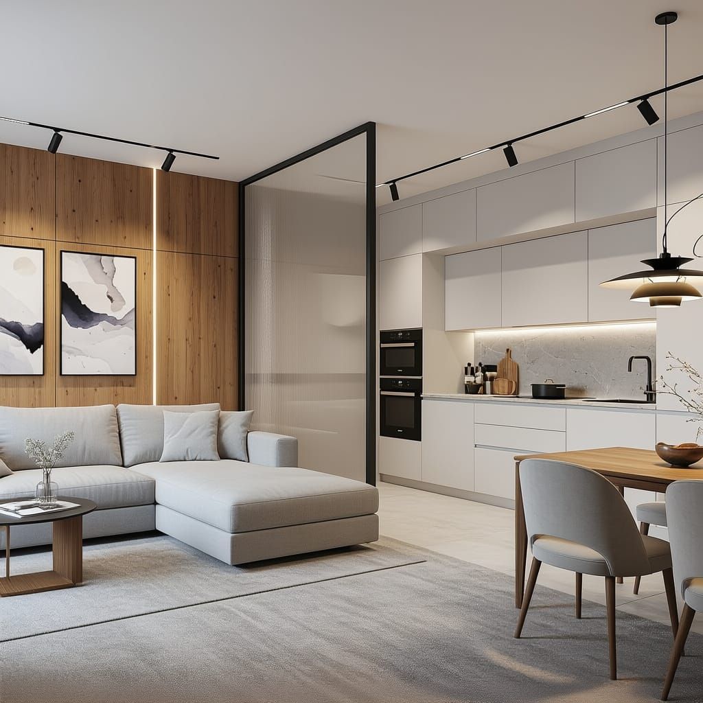 Modern Living Space with Japanese Aesthetic and Minimalist K...