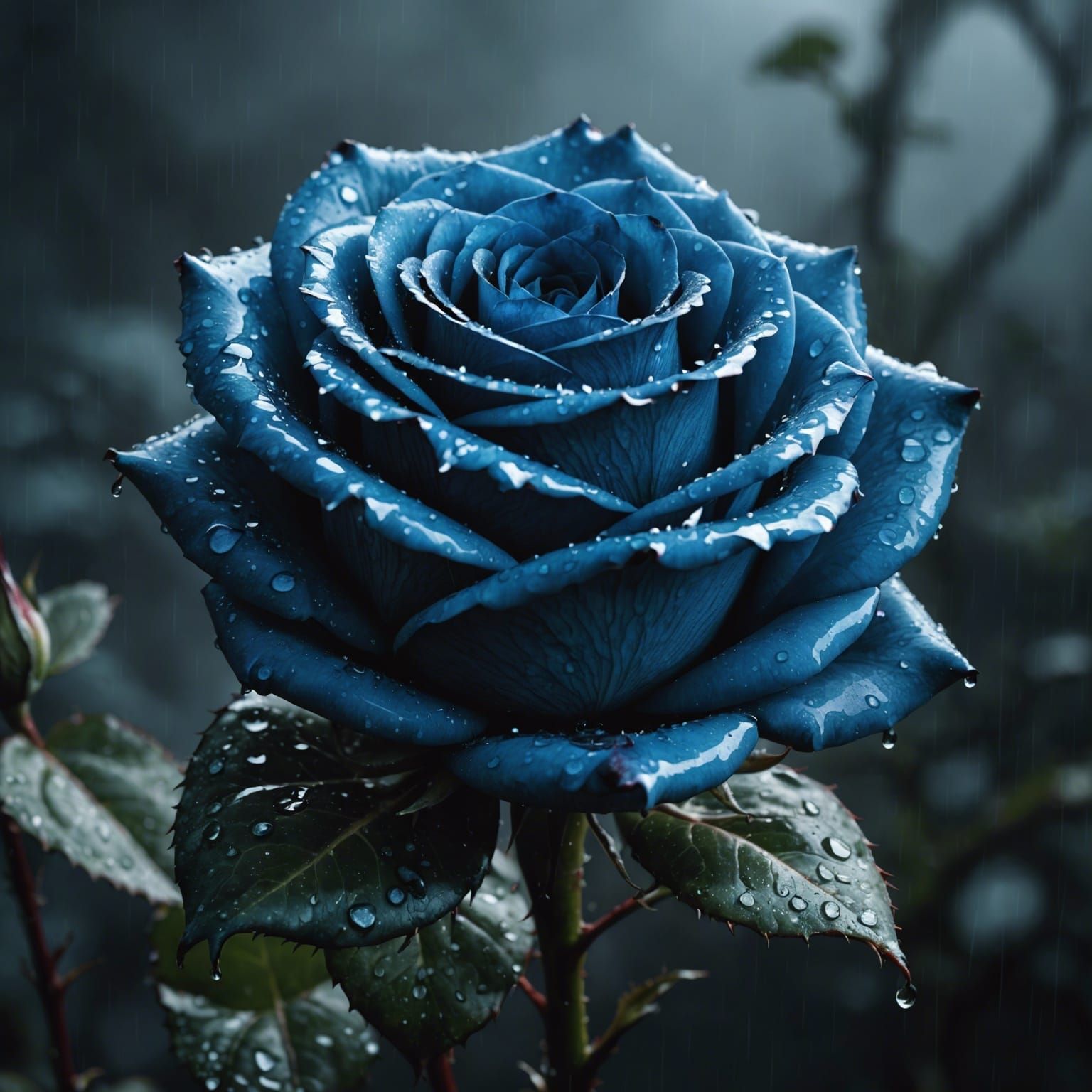 Blue Rose with Dew: Digital Matte Painting