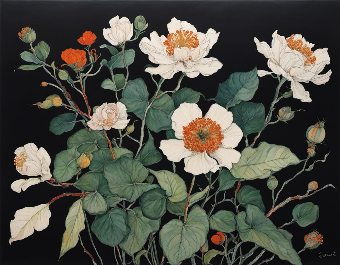 Organic Line Drawing in Art Nouveau Style