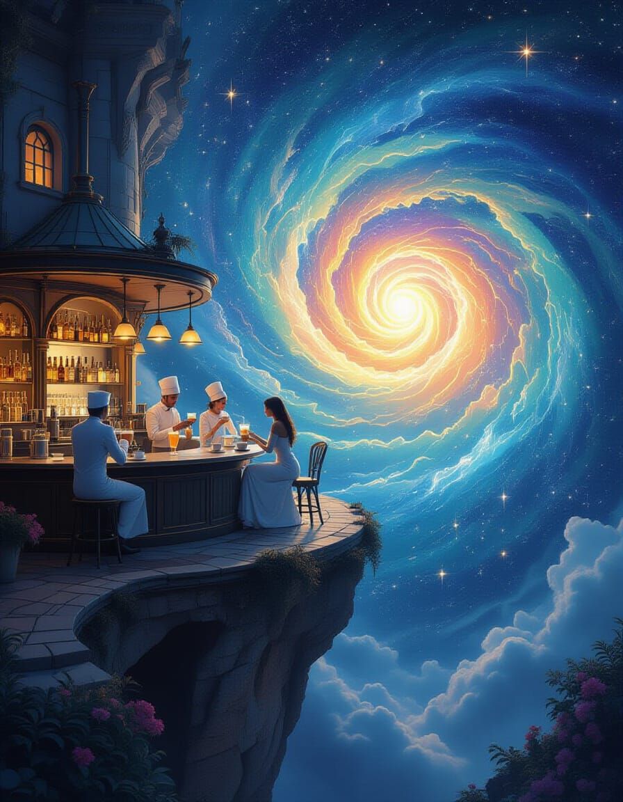 Mystical Starlight Cafe on Cosmic Vortex Edge