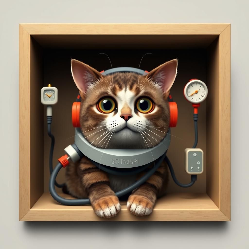 Surreal Cat Support System in Abstract Style