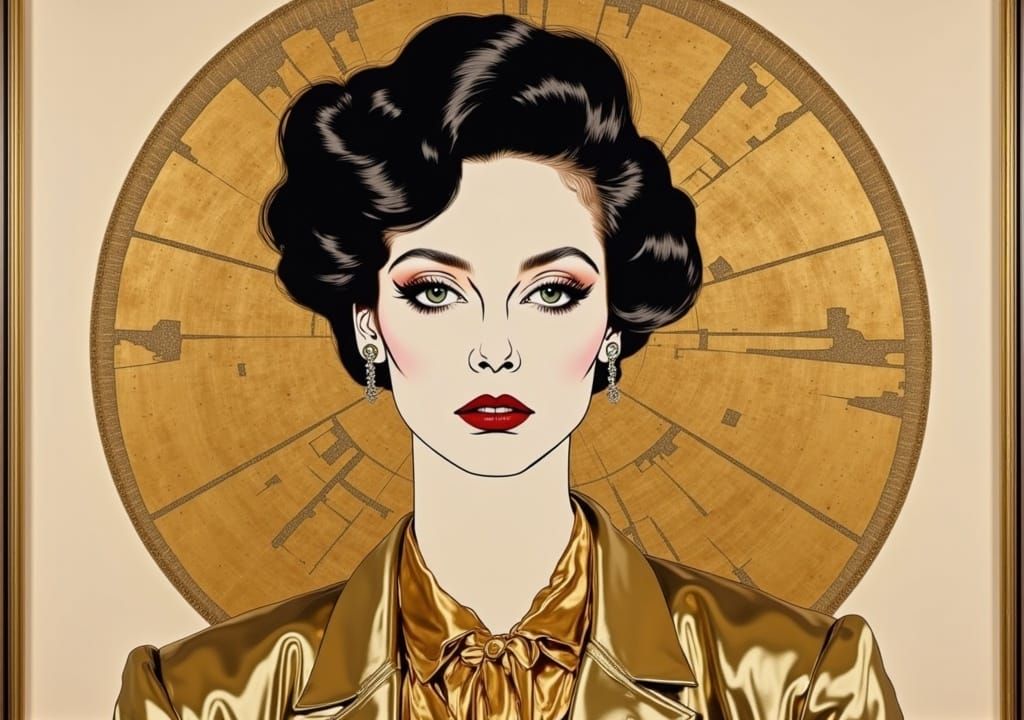 Intricate Art Deco Portrait in Flattened Space