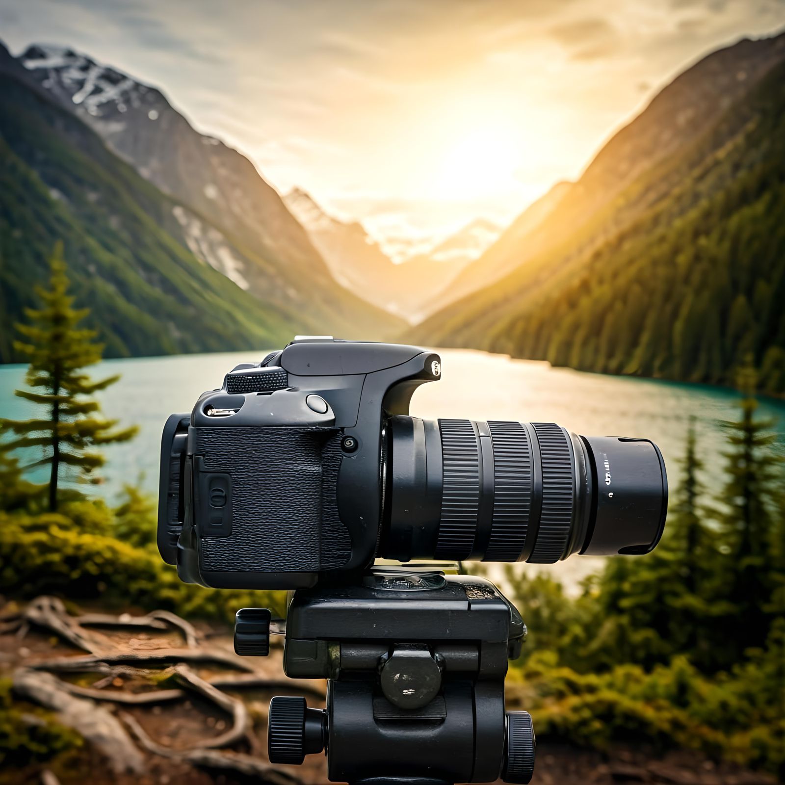 Canon EOS 1500D Camera in Mountain Landscape