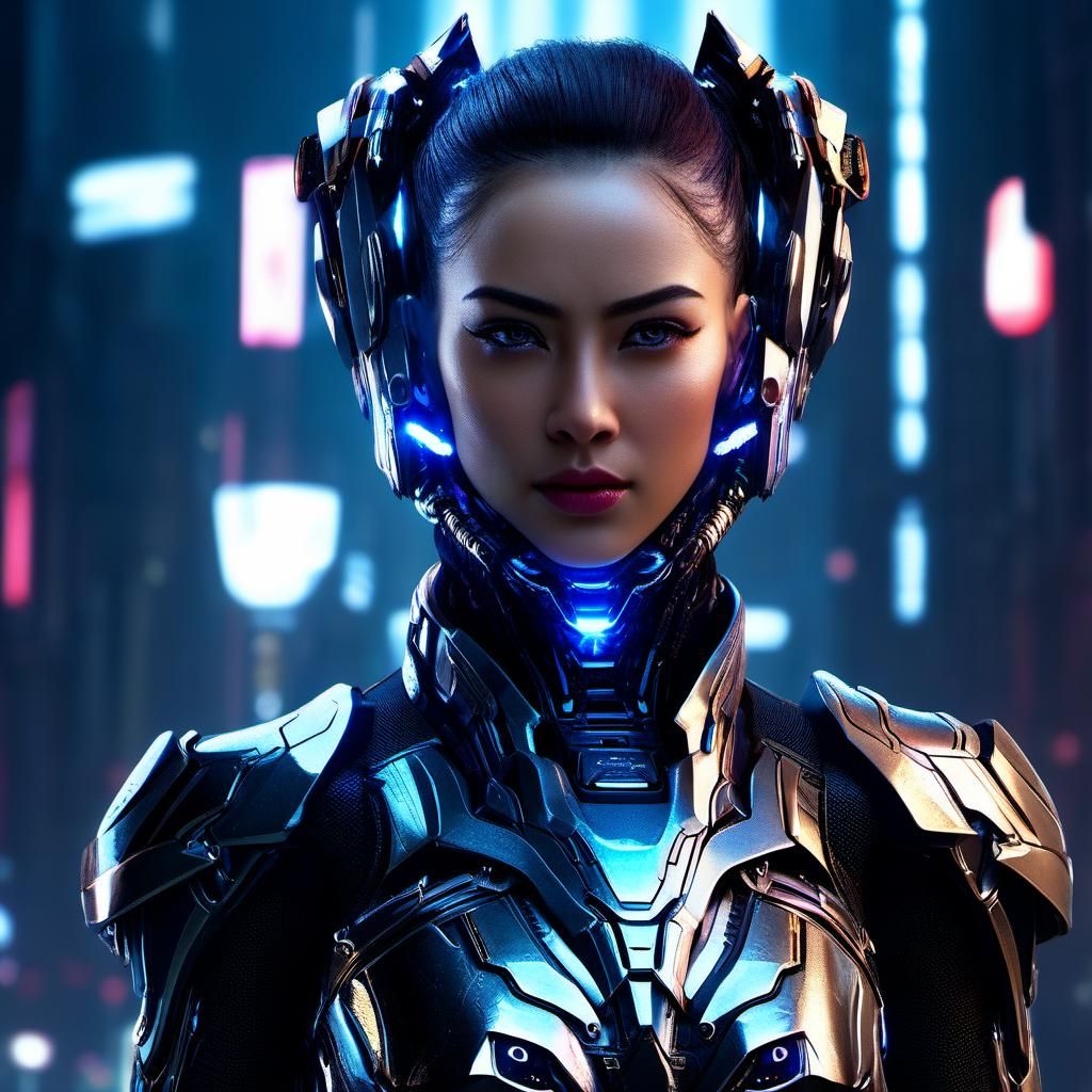Evil Cyborg Princess in Cyberpunk Style