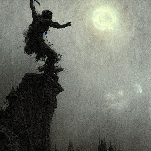 Lycanthrope Horror in Doré and Rutkowski Style