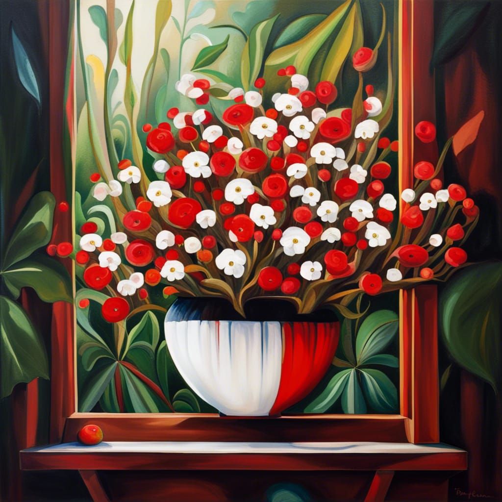 Jungle Window: Abstract Flower Pot Art