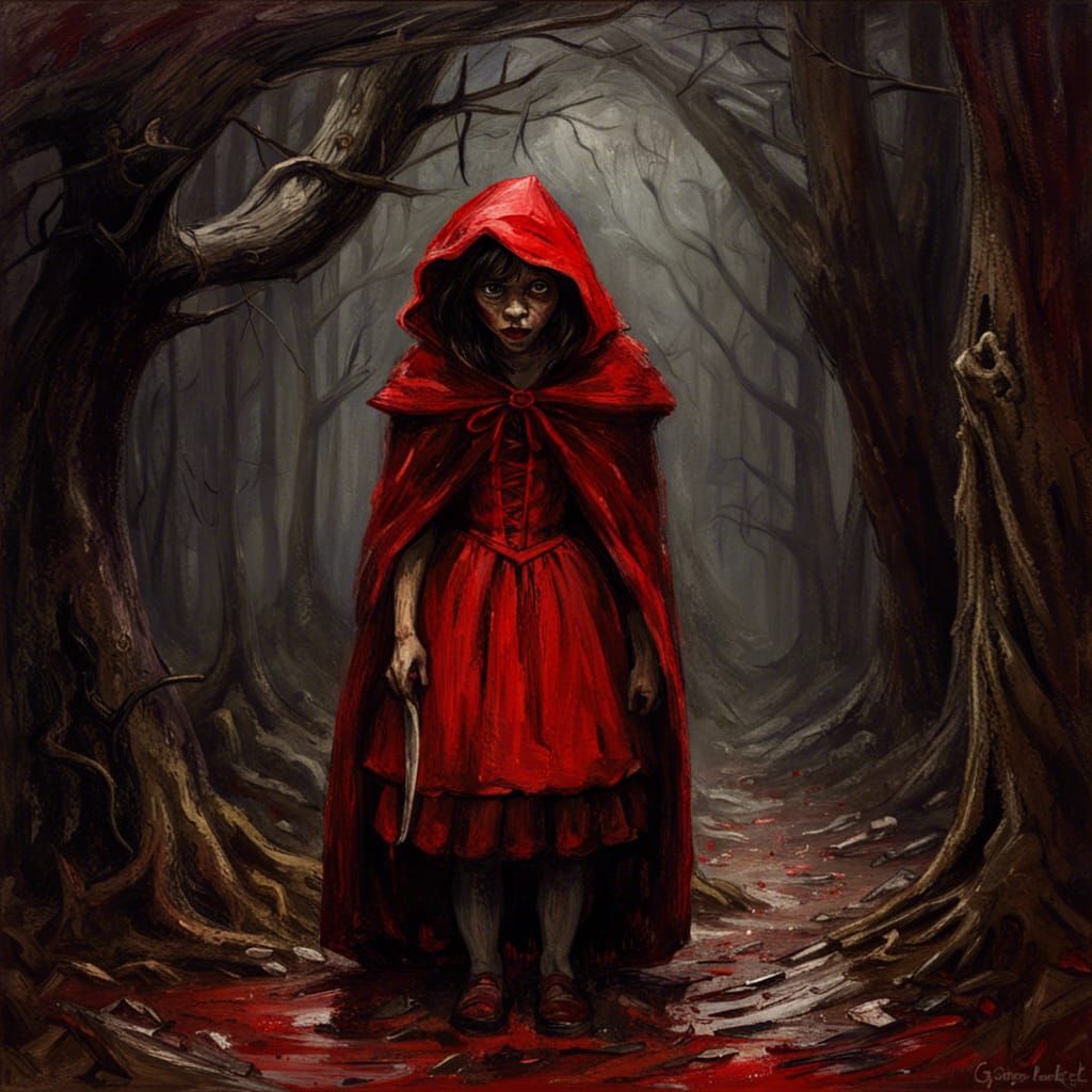 Little Red Riding Hood Mugshot: Gothic Horror Art