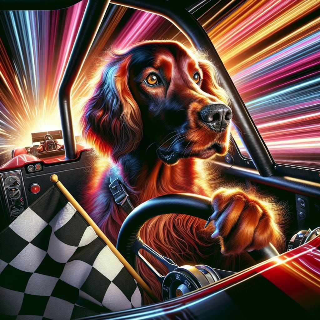 Irish Setter Wins Race Car Competition
