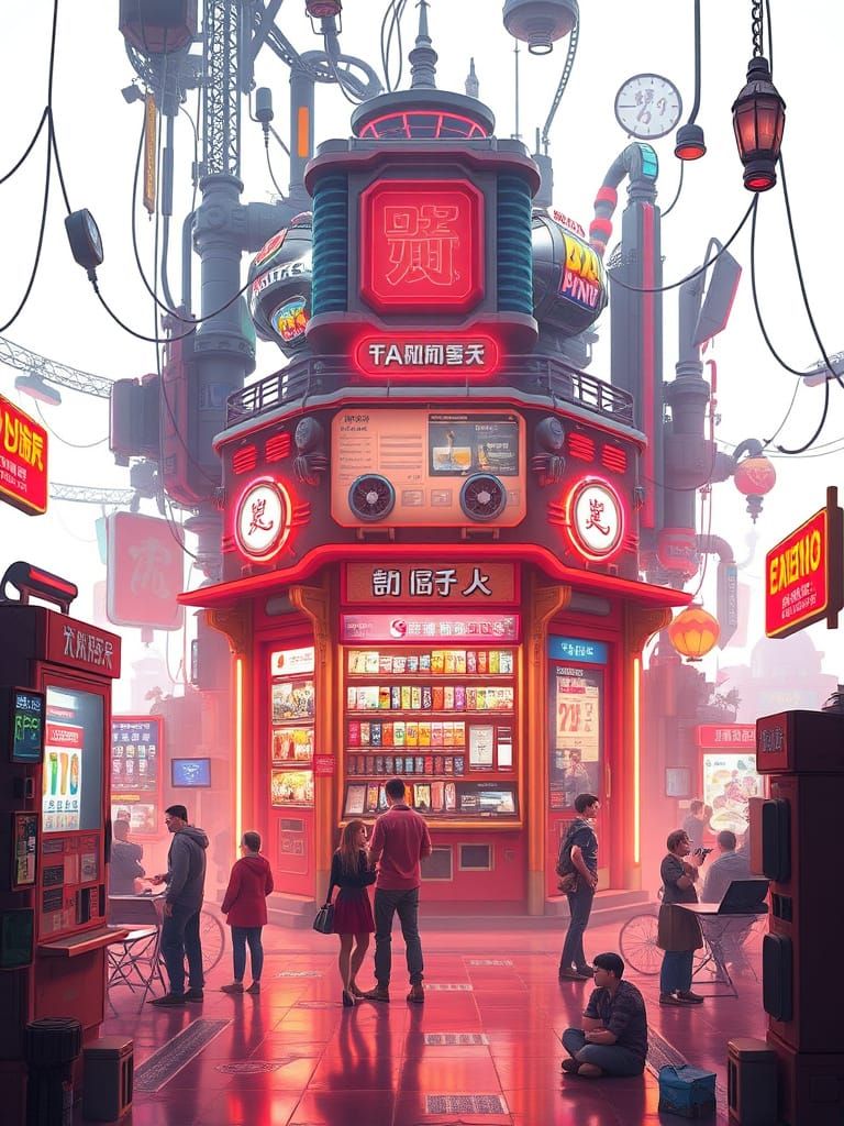 Vibrant Vending Business Growth in Detailed Matte Painting