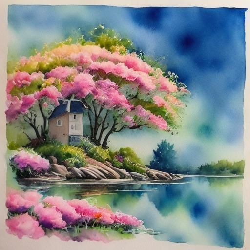 Little Girl in a Whimsical Garden at Sunset