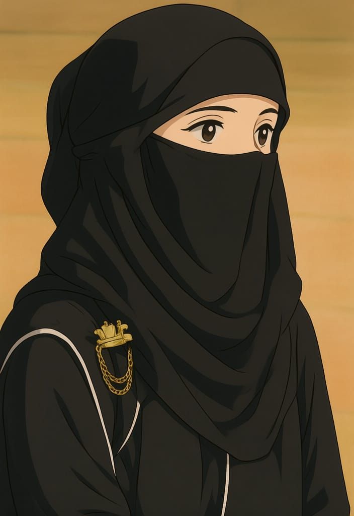 Girl in Niqab in Studio Ghibli Style