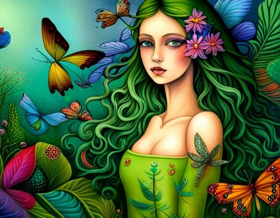 Ethereal Fairy Girl in Forest Illustration