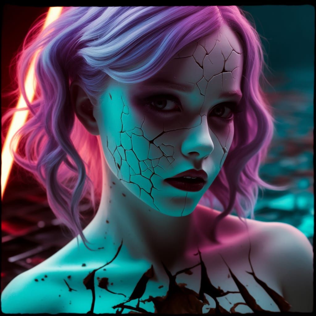 Shattered Goth: Emerald Waves in Golden Light