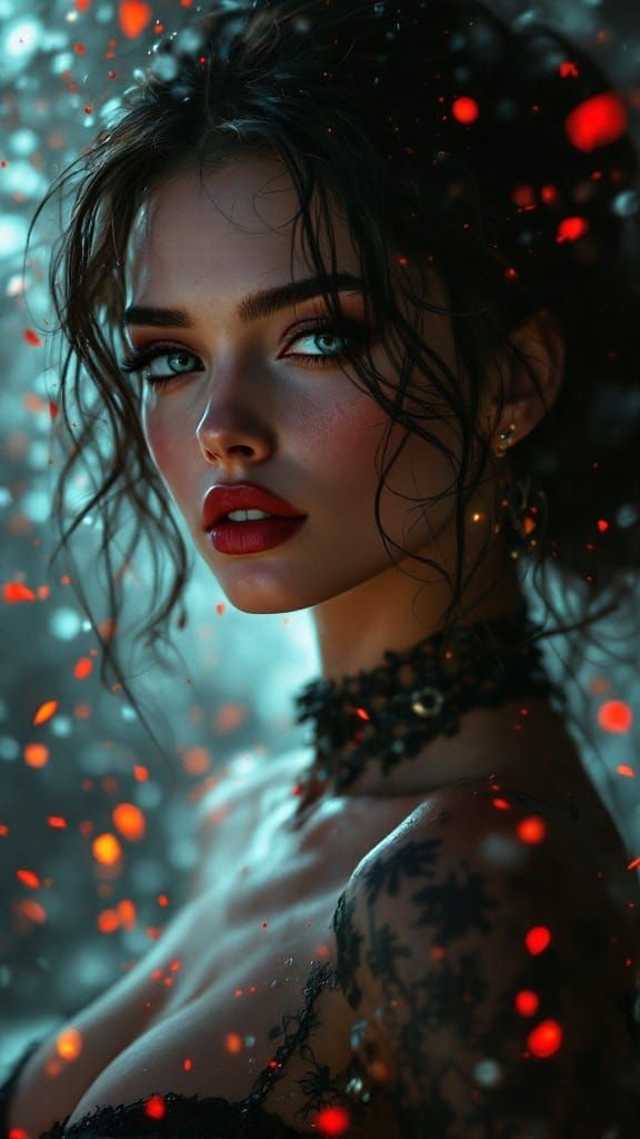 Glamorous Noir Icon in Vivid Triadic Hues