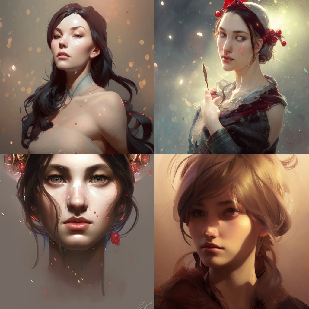 Mistletoe Portrait in Hyperdetailed Art Nouveau Style