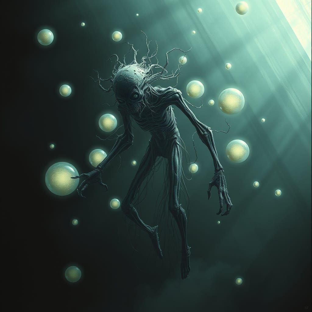 Ethereal Horror Figure in Dark, Gigeresque Environment