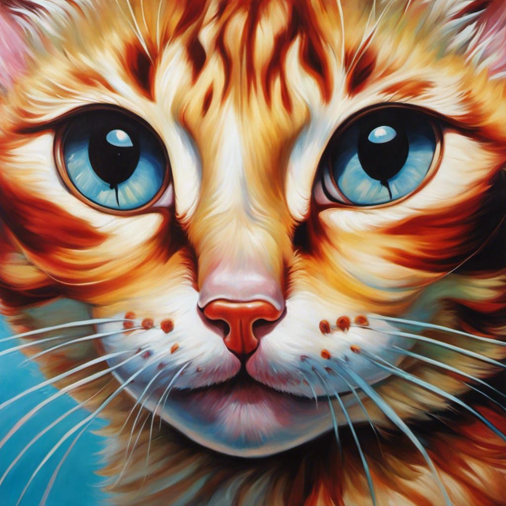 Colorful Kitten Portrait in Hyperrealistic Style