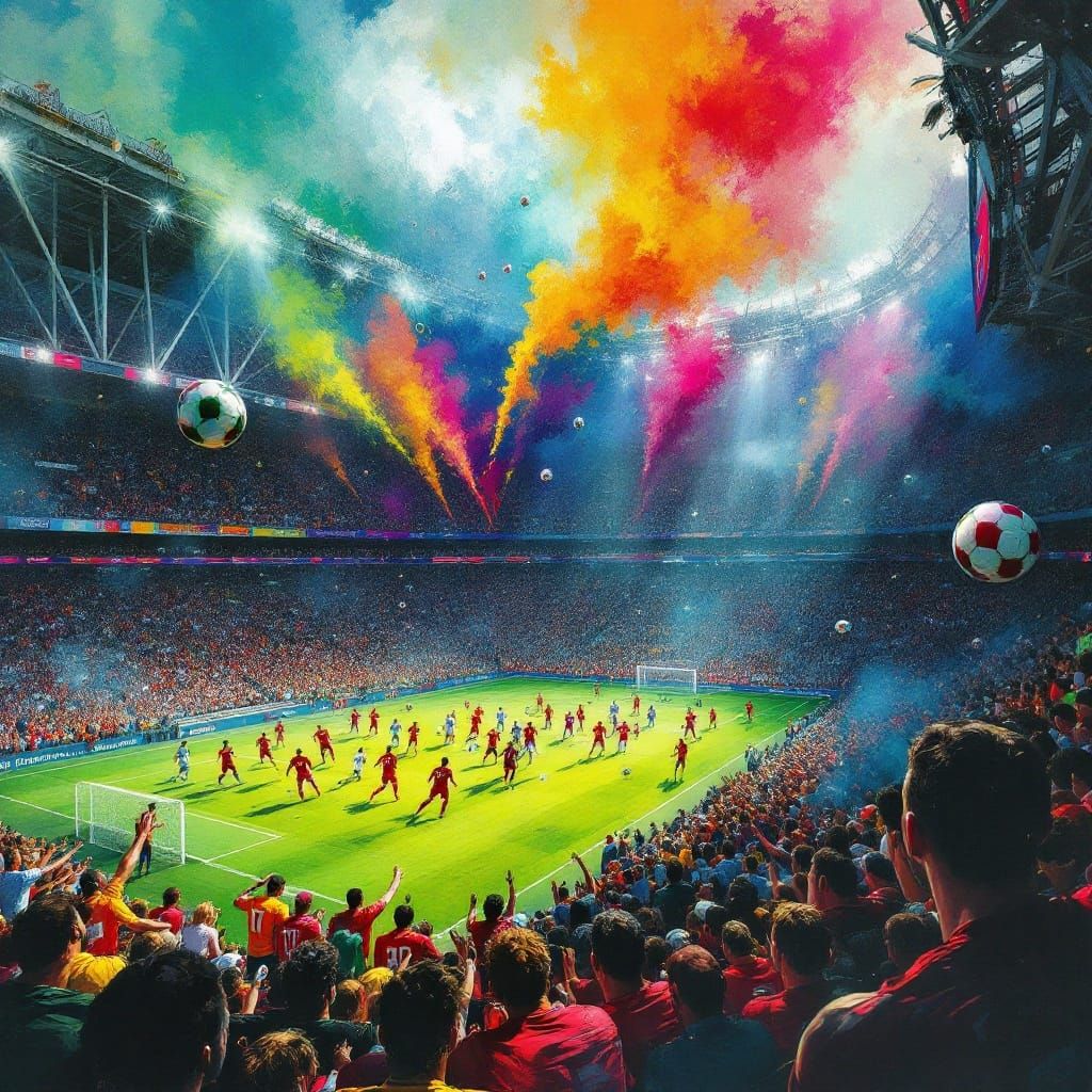Football Stadium: Dynamic Digital Art and Gritty Realism