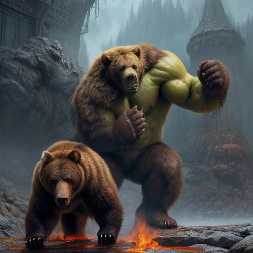 Hulk Hogan vs Grizzly Bear in Hell In A Cell