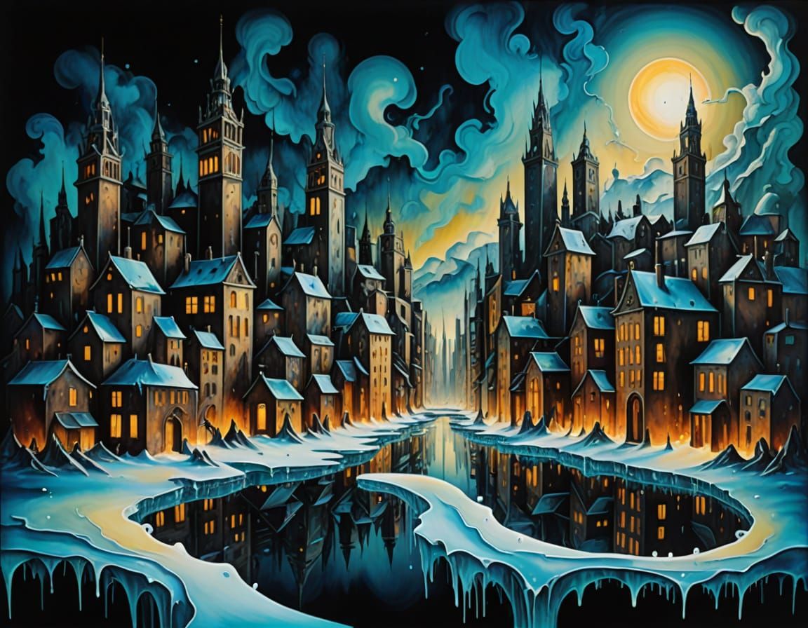Surreal Cityscape Frozen in Time