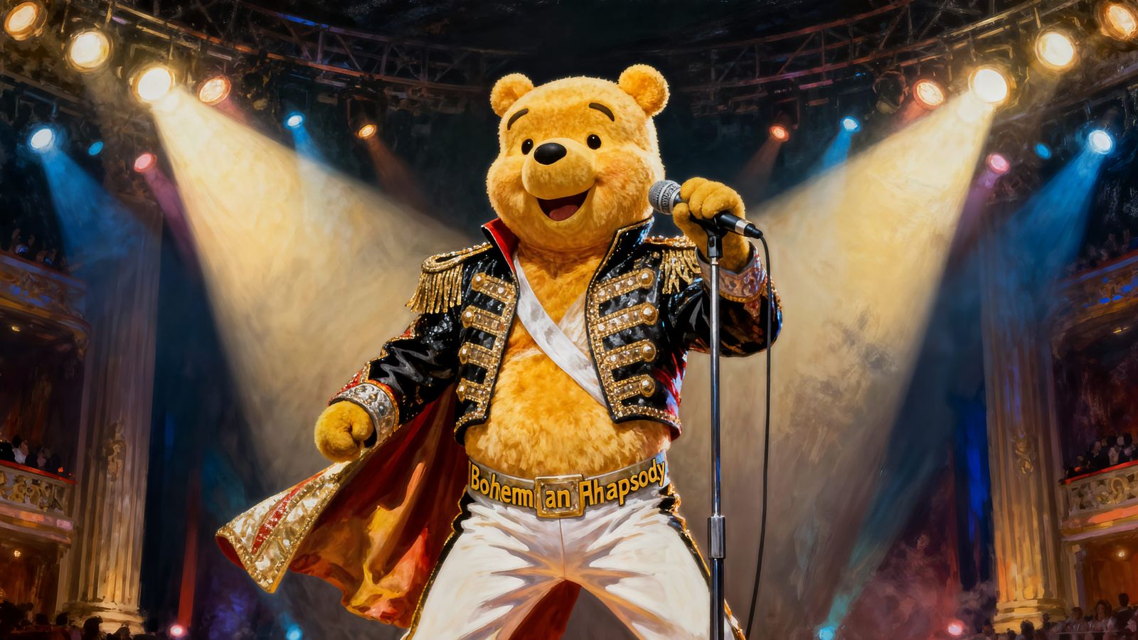 Winnie the Pooh as Freddie Mercury Singing