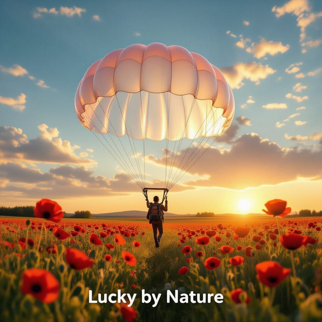 Surreal Jellyfish Parachute Above Poppy Fields