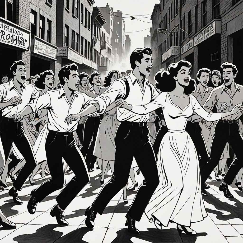 Stylized West Side Story Musical Scene